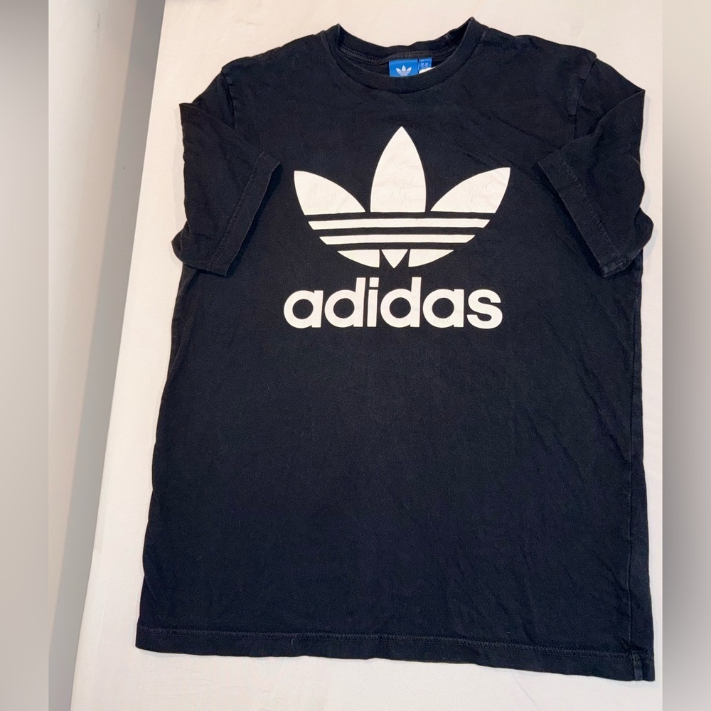 Adidas Classic Cotton Black and White Tee with White Logo Size Medium - Picture 3 of 14